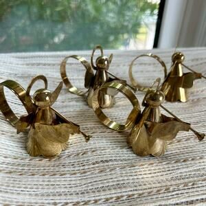 Vintage Brass Angel Napkin Rings Set of 4 Christmas Holiday Decor